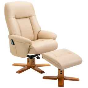 10-Point Massage Sofa Armchair Chair PU Leather W/ Footrest Stool Recliner Beige Ottoman 10-Point Massage Sofa Armchair Chair PU Leather W/ Footrest Stool Recliner Beige Ottoman