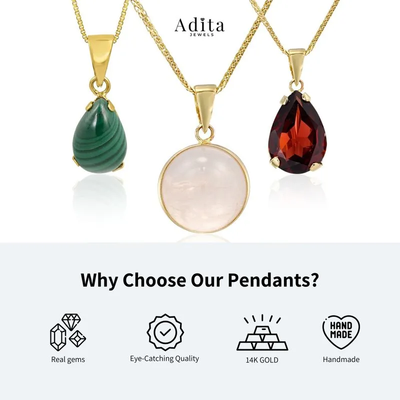 14K Yellow Gold Oval Red Garnet 8X10mm Pendant
