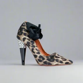 2010 LANVIN X H&M LEOPARD PRINT RIBBON RHINESTONE HEELED PUMPS 2010 LANVIN X H&M LEOPARD PRINT RIBBON RHINESTONE HEELED PUMPS