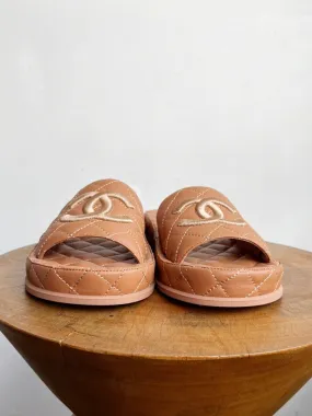 2021 TAN QUILTED CC PLATFORM SANDAL 2021 TAN QUILTED CC PLATFORM SANDAL