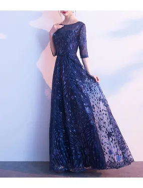 A-Line Bridesmaid Dress Jewel Neck Half Sleeve Elegant Floor Length Lace / Tulle with Lace / Bow(s) A-Line Bridesmaid Dress Jewel Neck Half Sleeve Elegant Floor Length Lace / Tulle with Lace / Bow(s)
