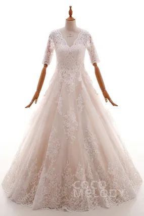 A-Line Floor Length Tulle and Lace Wedding Dress LD4604 A-Line Floor Length Tulle and Lace Wedding Dress LD4604