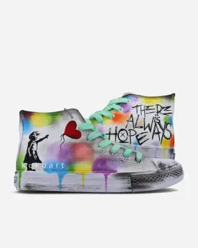 Banksy Colourful Hand Painted Shoes Banksy Colourful Hand Painted Shoes