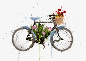 Bike with Flower Basket Wall Art Print Bike with Flower Basket Wall Art Print