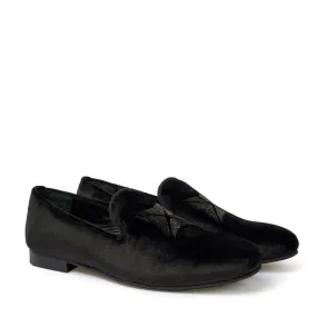 Black Velvet Zardosi Beads Slip-On Shoes Black Velvet Zardosi Beads Slip-On Shoes