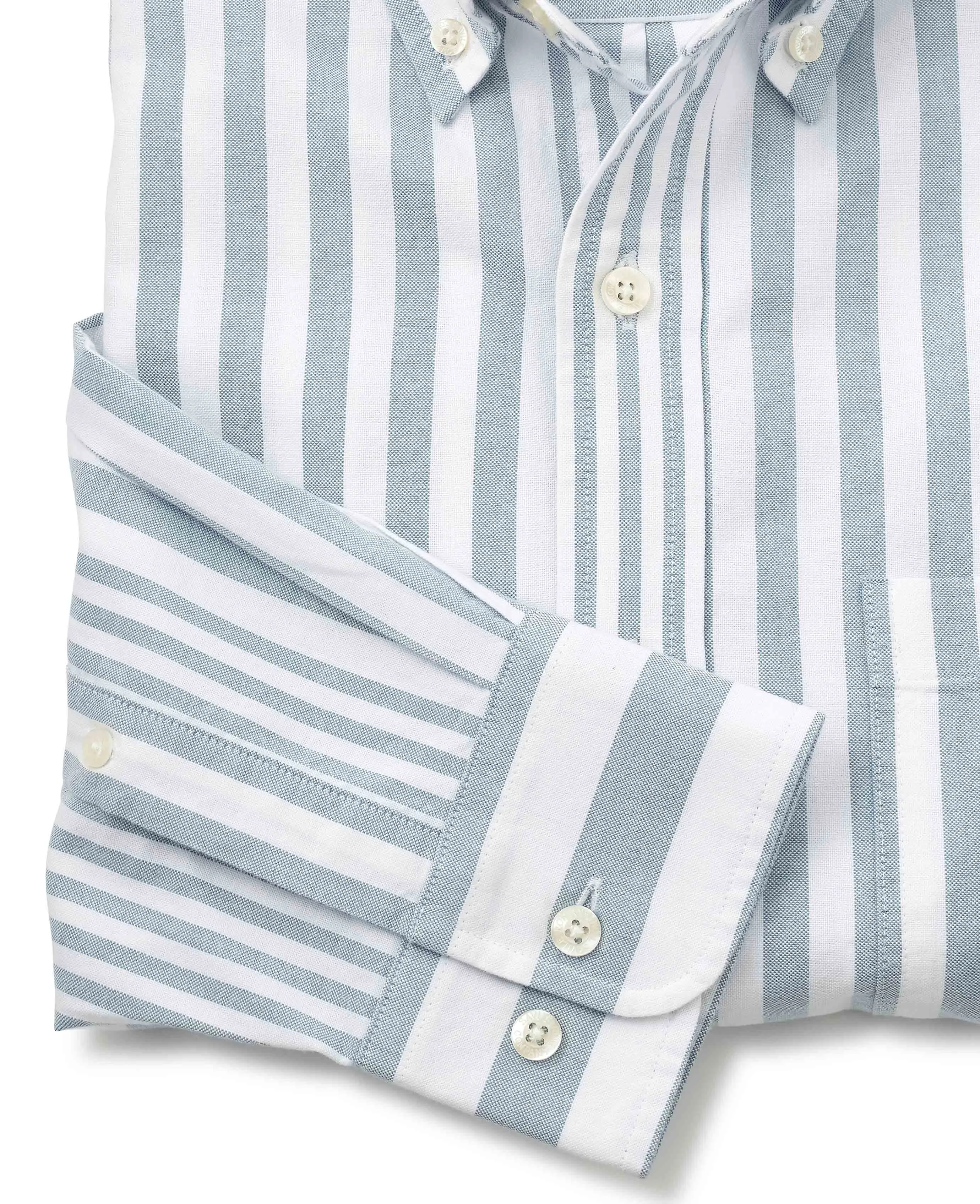Blue White Variegated Stripe Oxford Shirt