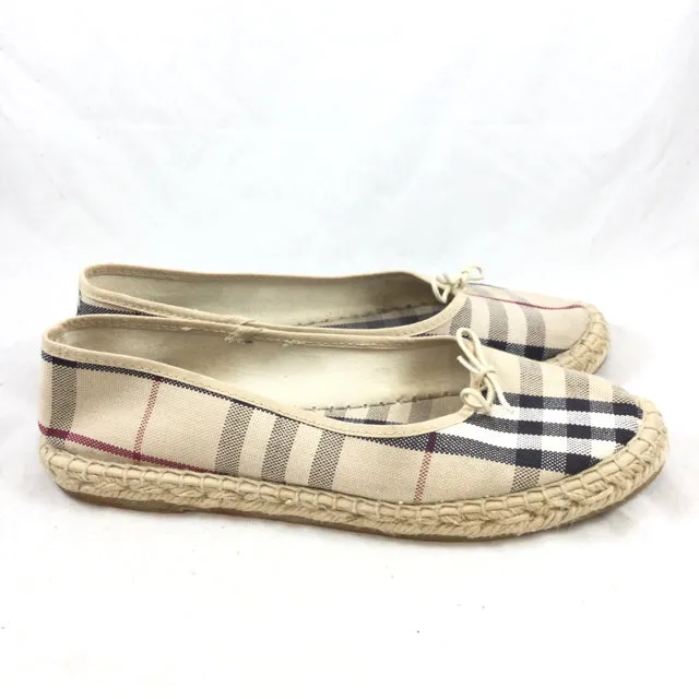 Burberry Nova Check Espadrille Flats. Size 39