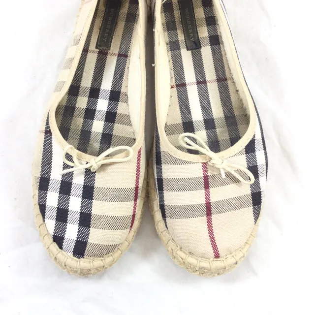 Burberry Nova Check Espadrille Flats. Size 39