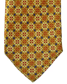 Canali Tie Yellow Red Royal Blue Mini Floral - Jacquard Silk Canali Tie Yellow Red Royal Blue Mini Floral - Jacquard Silk