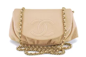 Chanel Beige Clair Caviar Half Moon WOC Wallet on Chain Flap Bag GHW Chanel Beige Clair Caviar Half Moon WOC Wallet on Chain Flap Bag GHW