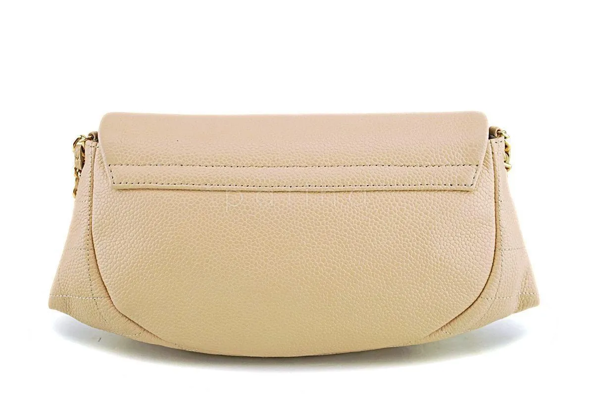 Chanel Beige Clair Caviar Half Moon WOC Wallet on Chain Flap Bag GHW