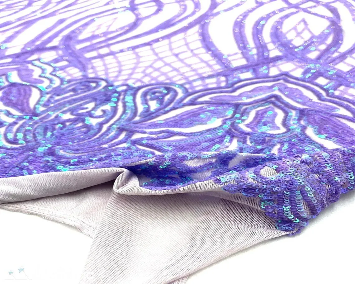 Charlotte Stretch Sequin Fabric | Embroidery Lace On Mesh
