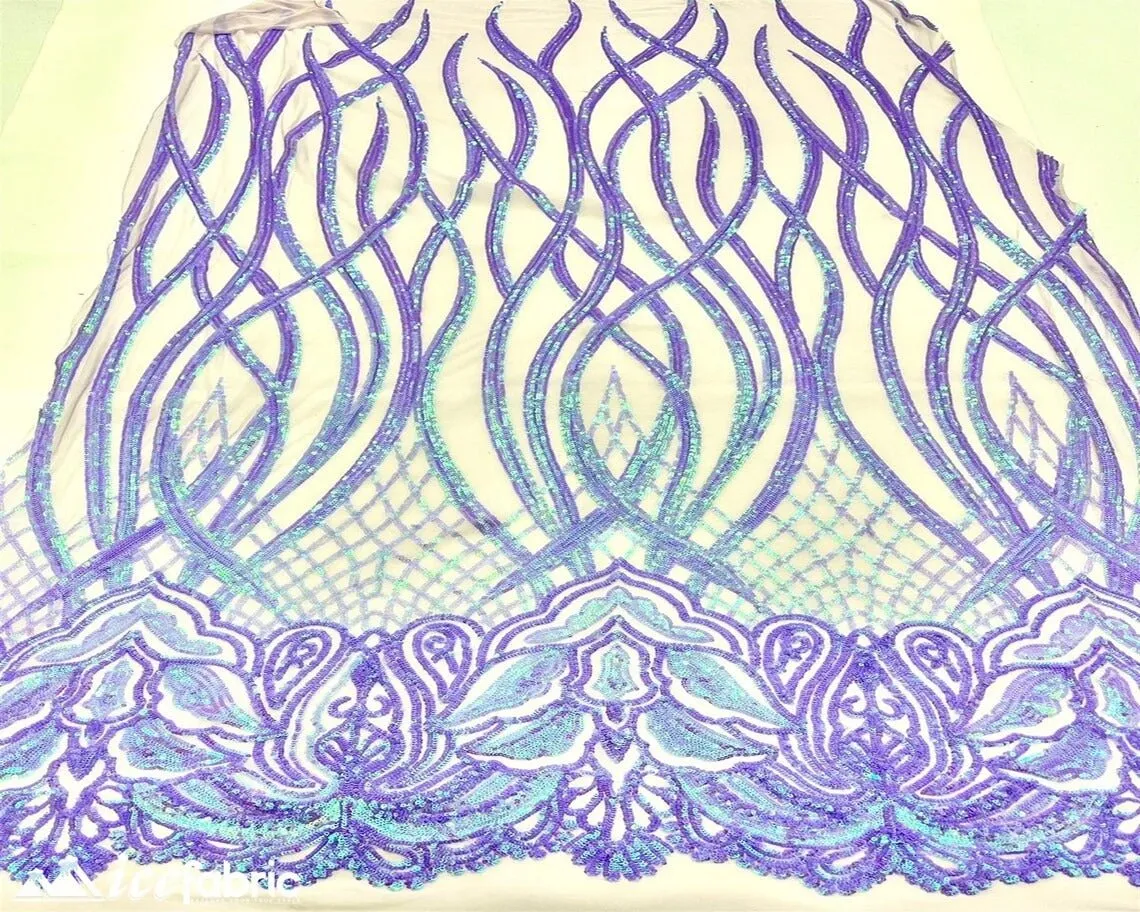 Charlotte Stretch Sequin Fabric | Embroidery Lace On Mesh