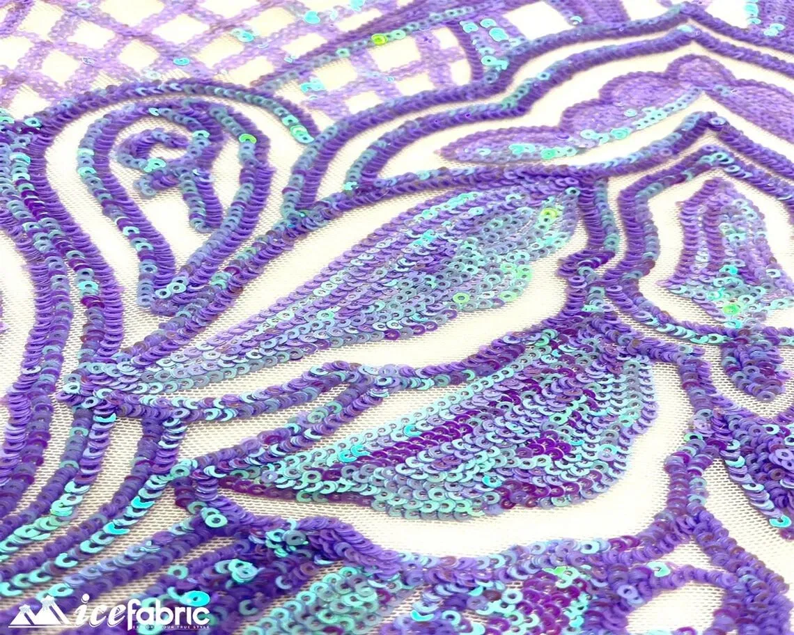 Charlotte Stretch Sequin Fabric | Embroidery Lace On Mesh