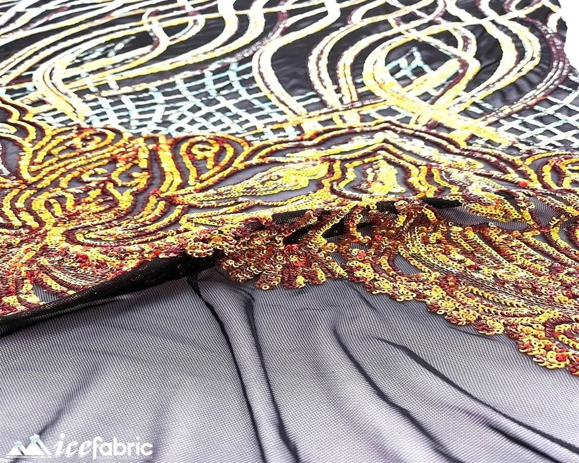 Charlotte Stretch Sequin Fabric | Embroidery Lace On Mesh