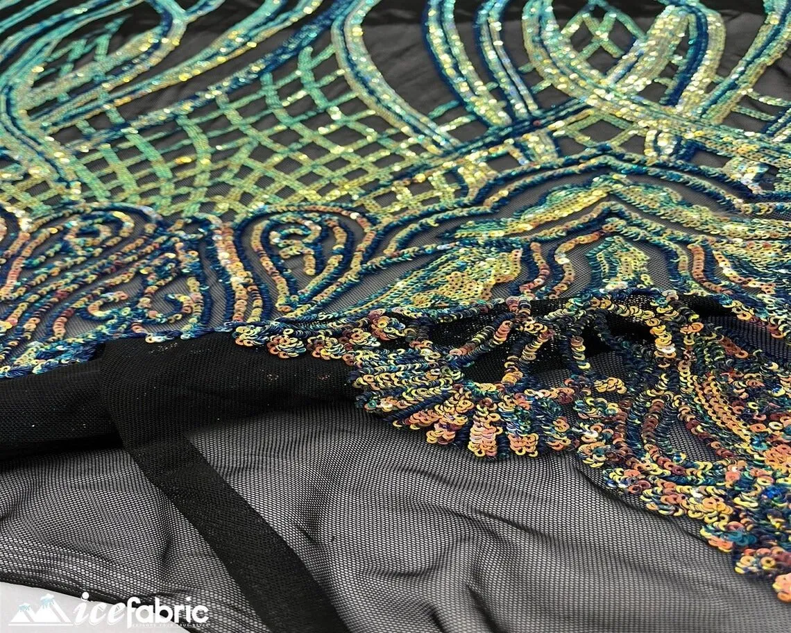 Charlotte Stretch Sequin Fabric | Embroidery Lace On Mesh