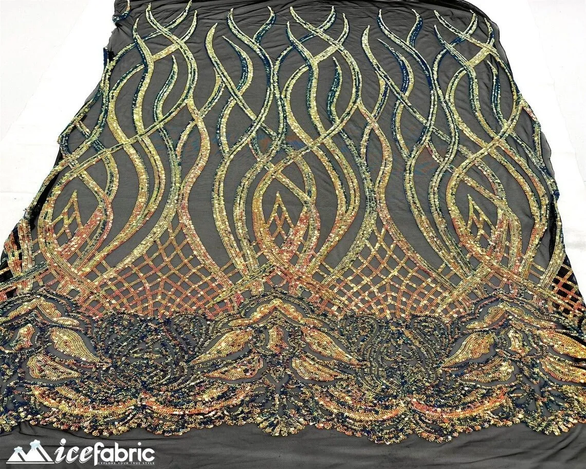 Charlotte Stretch Sequin Fabric | Embroidery Lace On Mesh