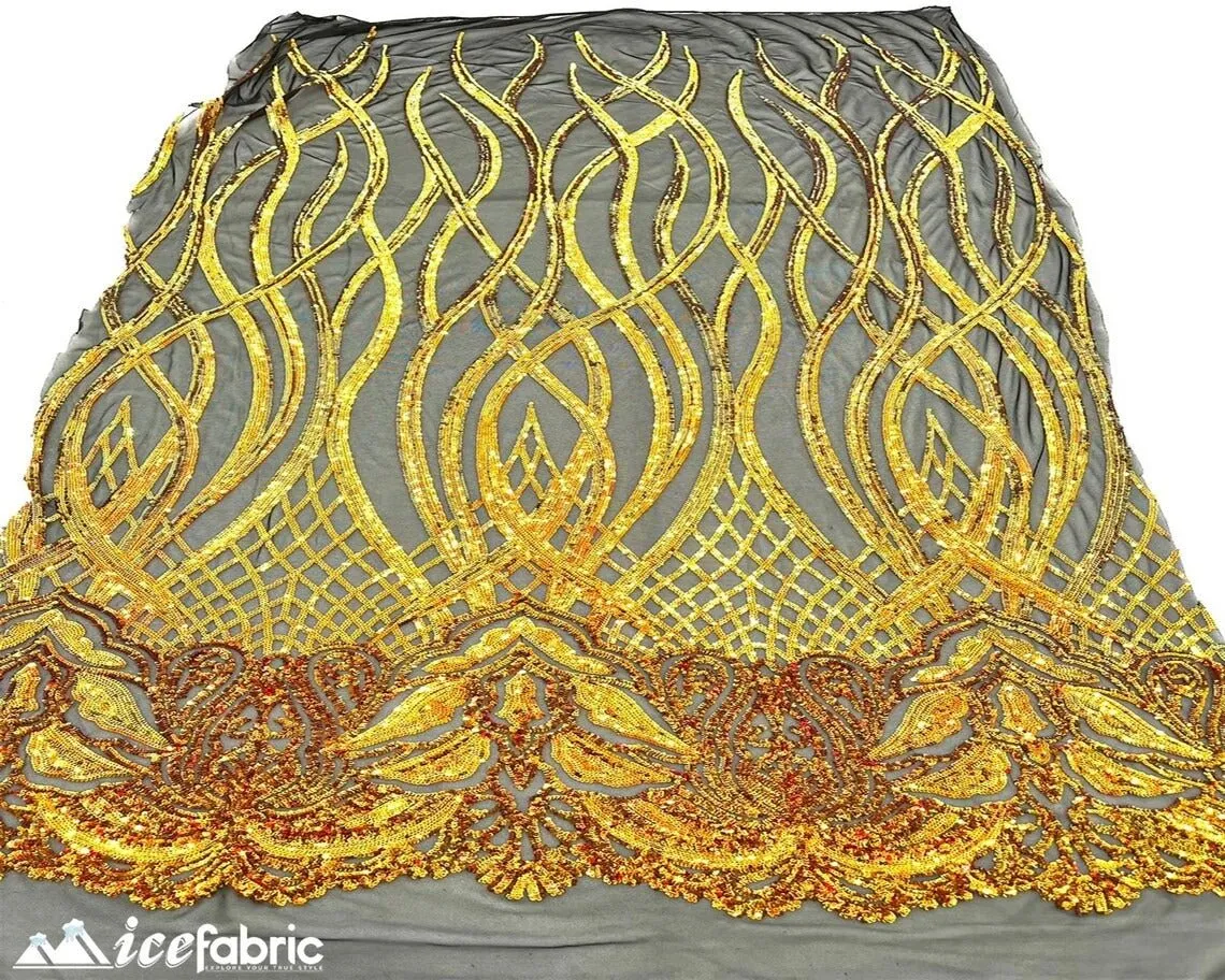Charlotte Stretch Sequin Fabric | Embroidery Lace On Mesh