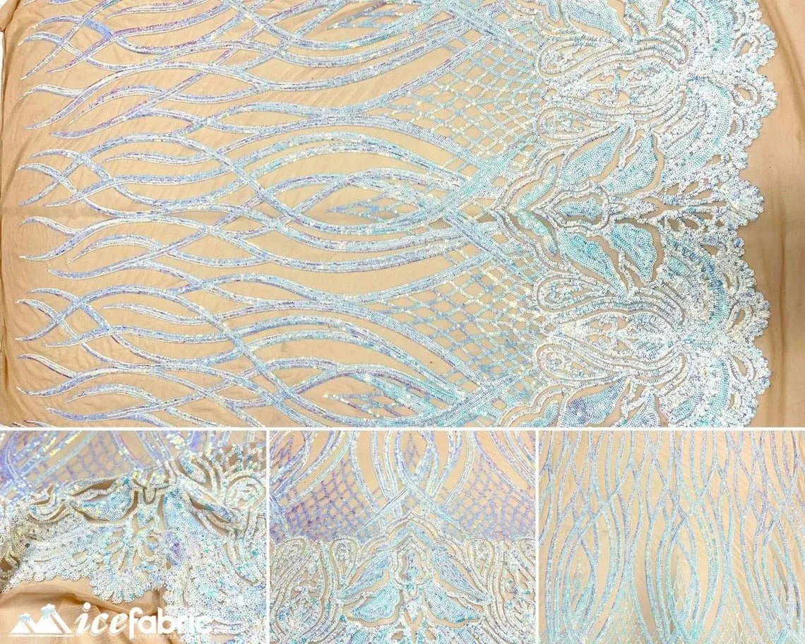 Charlotte Stretch Sequin Fabric | Embroidery Lace On Mesh