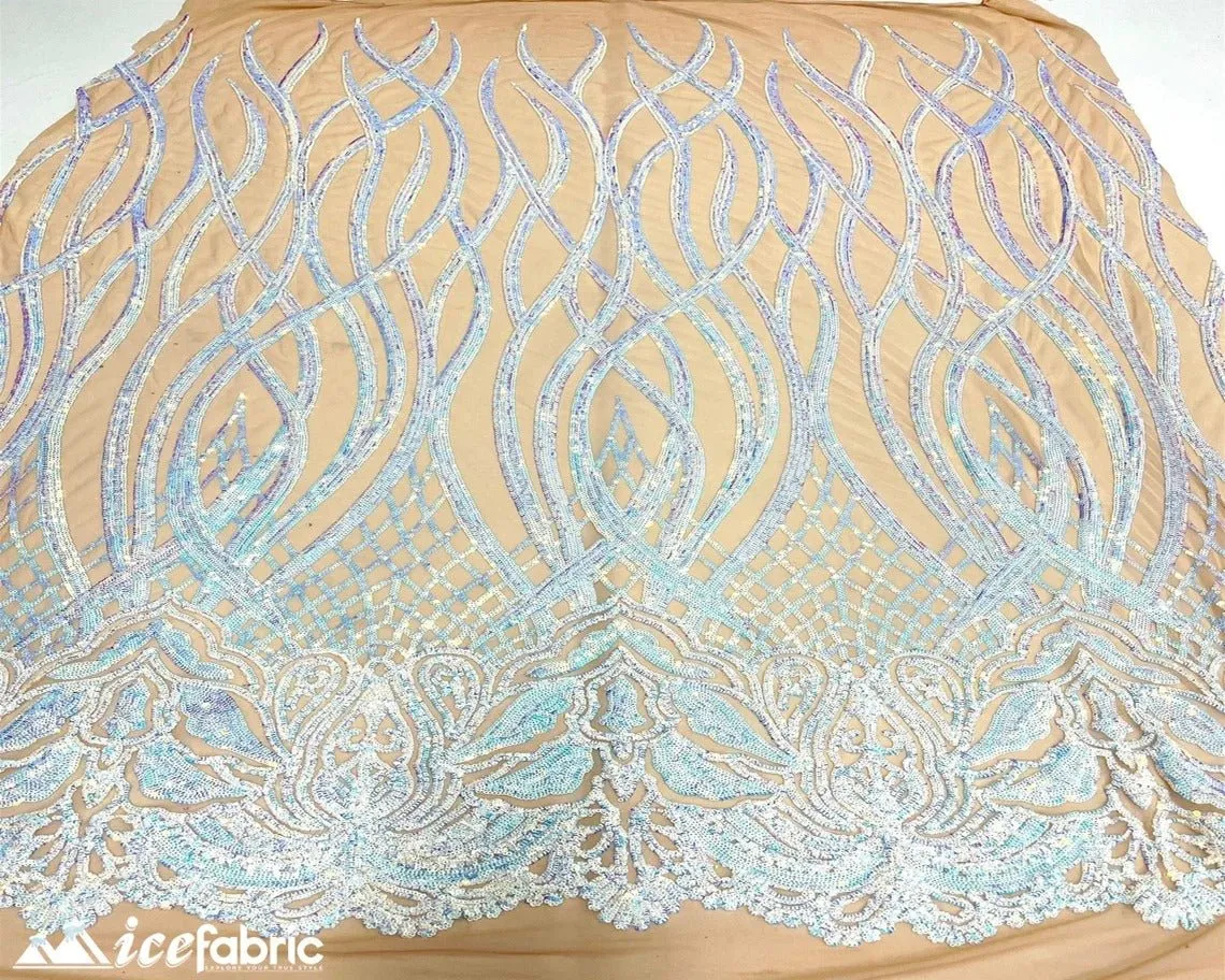 Charlotte Stretch Sequin Fabric | Embroidery Lace On Mesh