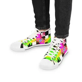 Checkered graffiti Men's High Top Sneakers Checkered graffiti Men's High Top Sneakers