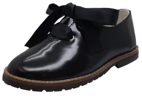 Chupetin Girl's & Boy's Black Lace Up Leather Oxford with Silver Accents Chupetin Girl's & Boy's Black Lace Up Leather Oxford with Silver Accents