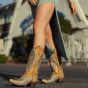 Corral Sand Heart embroidered and crystal studded leather boots for women Corral Sand Heart embroidered and crystal studded leather boots for women