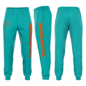 Custom Aqua Orange Fleece Jogger Sweatpants Custom Aqua Orange Fleece Jogger Sweatpants
