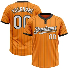 Custom Bay Orange Black Pinstripe White Two-Button Unisex Softball Jersey Custom Bay Orange Black Pinstripe White Two-Button Unisex Softball Jersey