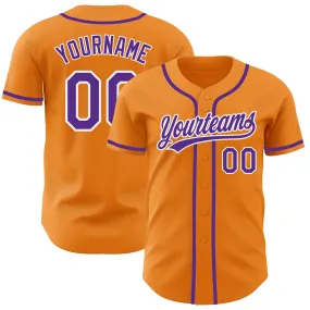 Custom Bay Orange Purple-White Authentic Baseball Jersey Custom Bay Orange Purple-White Authentic Baseball Jersey