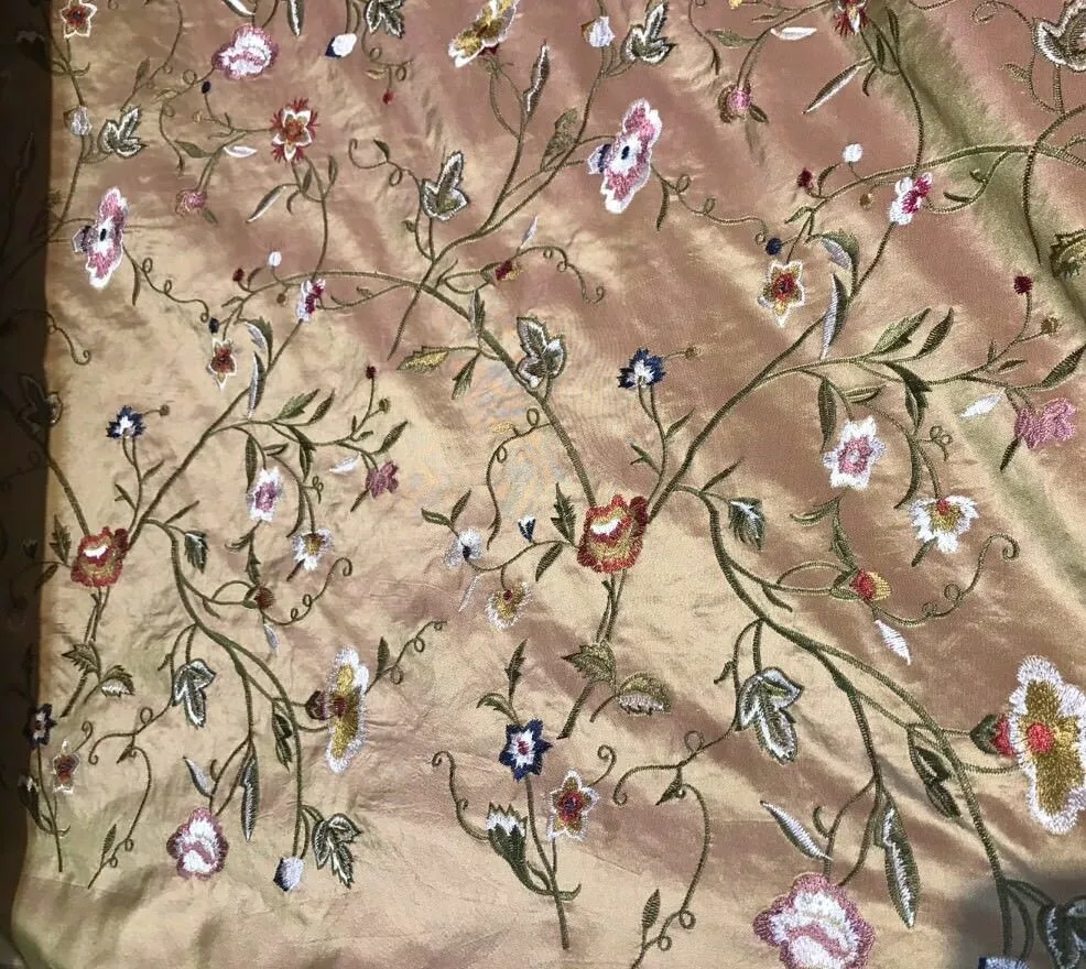 Designer 100% Silk Taffeta Interior Design Fabric - Rose Gold Iridescent