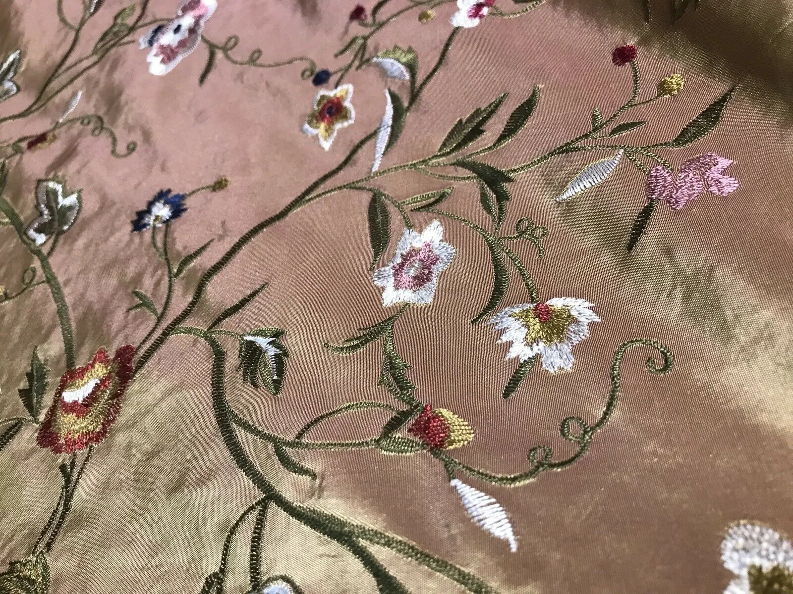 Designer 100% Silk Taffeta Interior Design Fabric - Rose Gold Iridescent