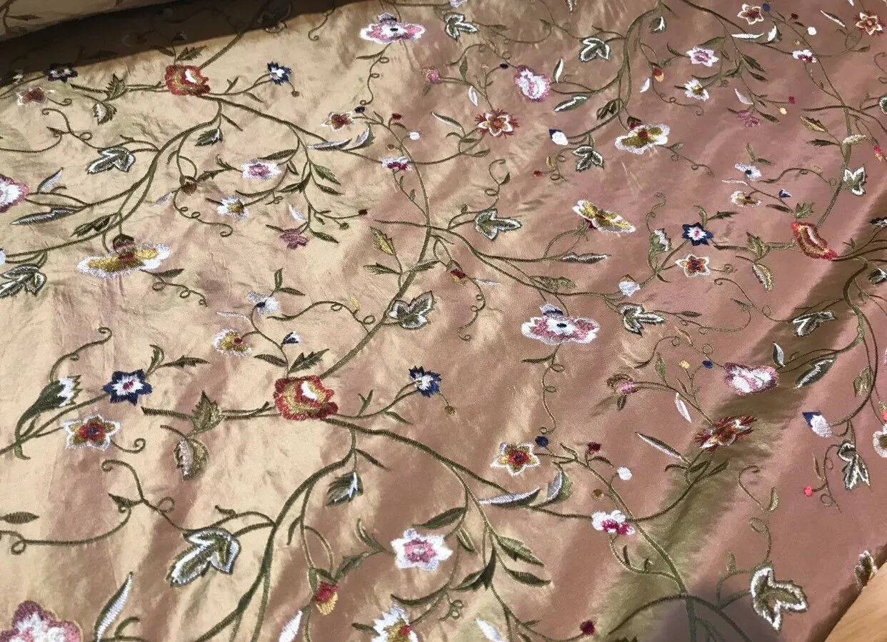 Designer 100% Silk Taffeta Interior Design Fabric - Rose Gold Iridescent