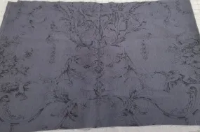 Designer Deadstock European Apparel Cotton Charcoal Floral Bird Motif Woven-by the yard Designer Deadstock European Apparel Cotton Charcoal Floral Bird Motif Woven-by the yard