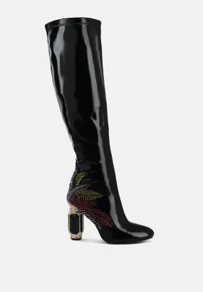 Ecstasy Fantasy Heel Patchwork Knee High Boots Ecstasy Fantasy Heel Patchwork Knee High Boots