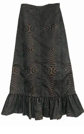 Embroidered Maxi Ruffle Hem Skirt Embroidered Maxi Ruffle Hem Skirt