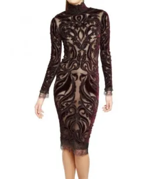 Emilio Pucci - Brand New Long Sleeve Beaded Embellished Burgundy   Black Velvet Dress NWT - IT 42 Emilio Pucci - Brand New Long Sleeve Beaded Embellished Burgundy   Black Velvet Dress NWT - IT 42
