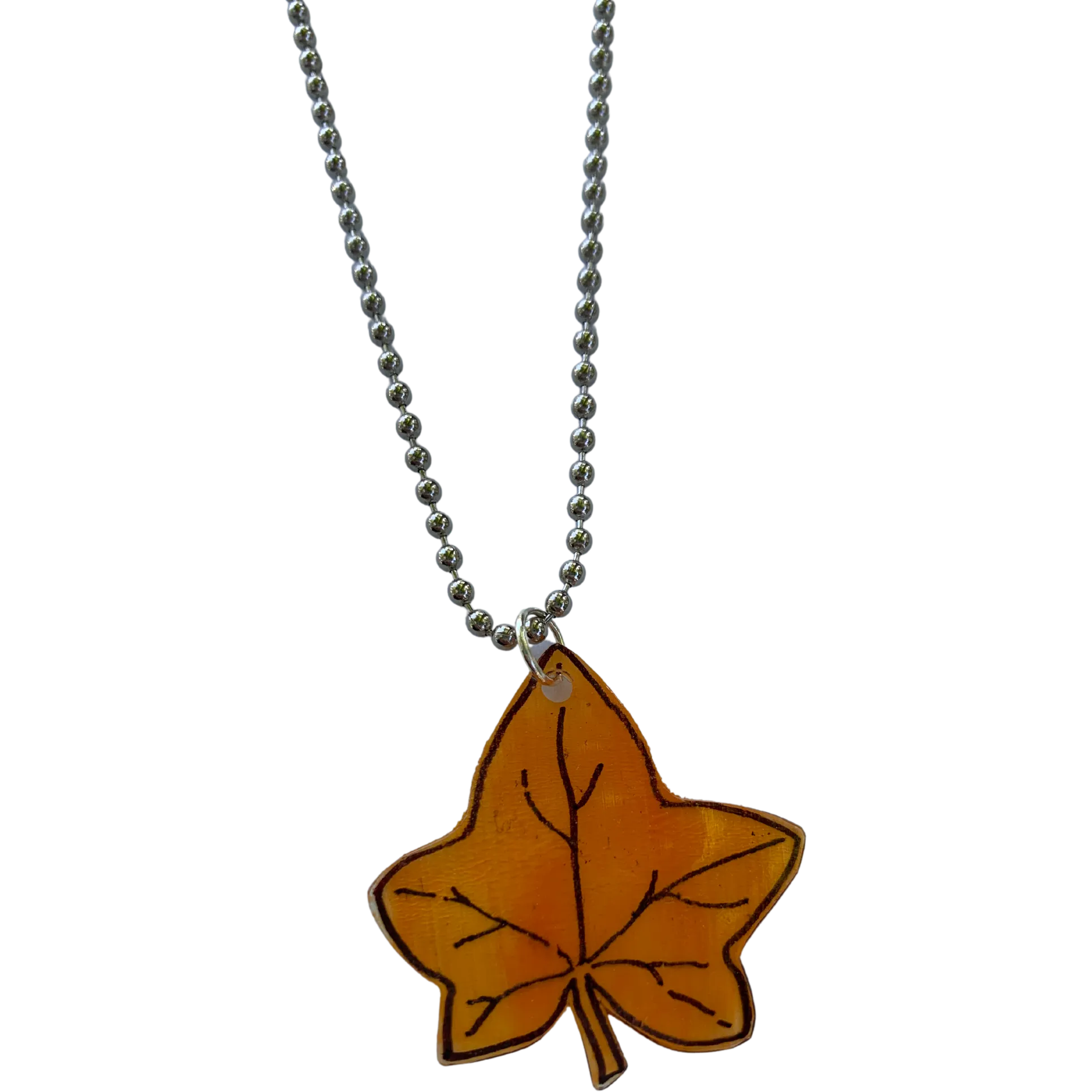 Fall Leaf Shrink Plastic Necklace