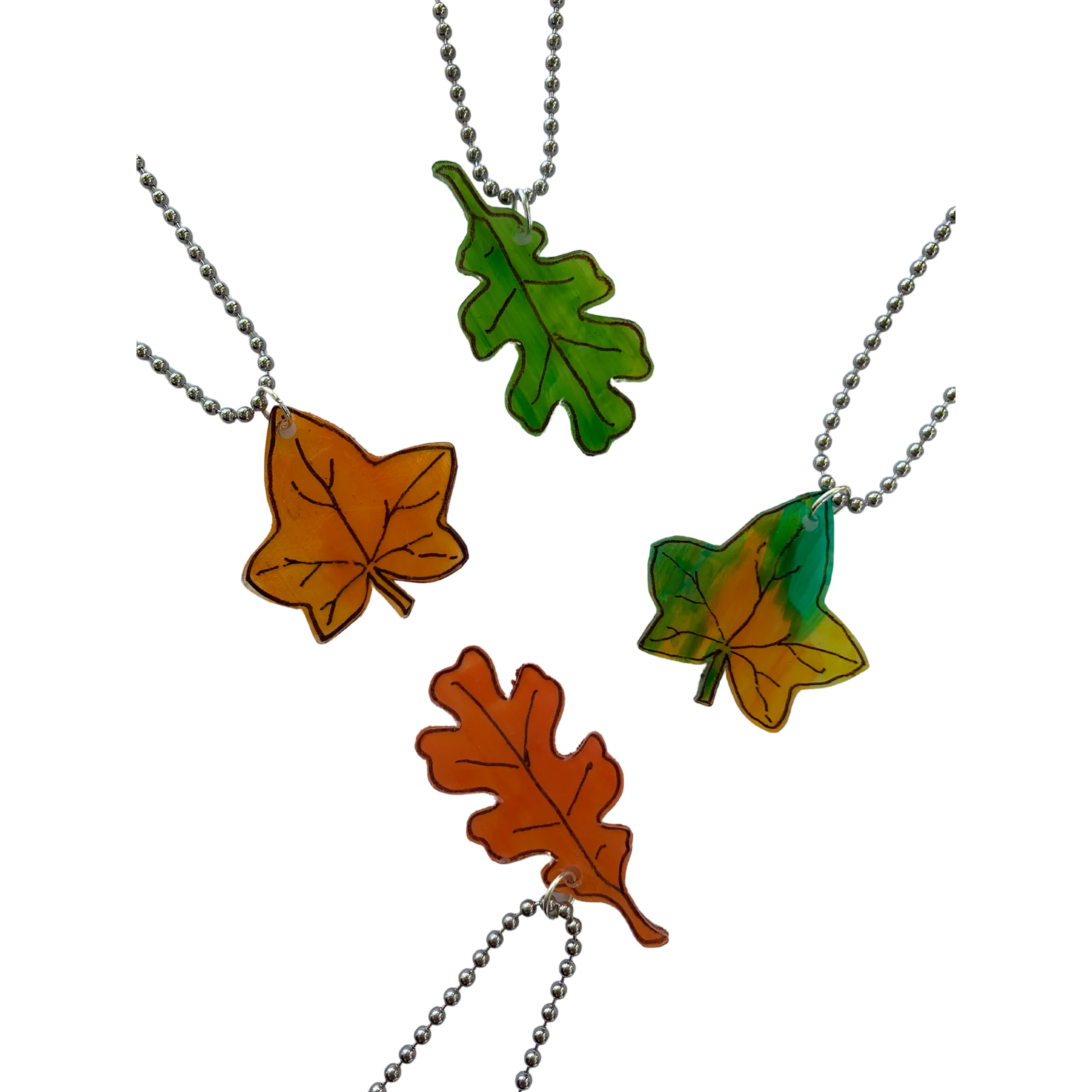 Fall Leaf Shrink Plastic Necklace