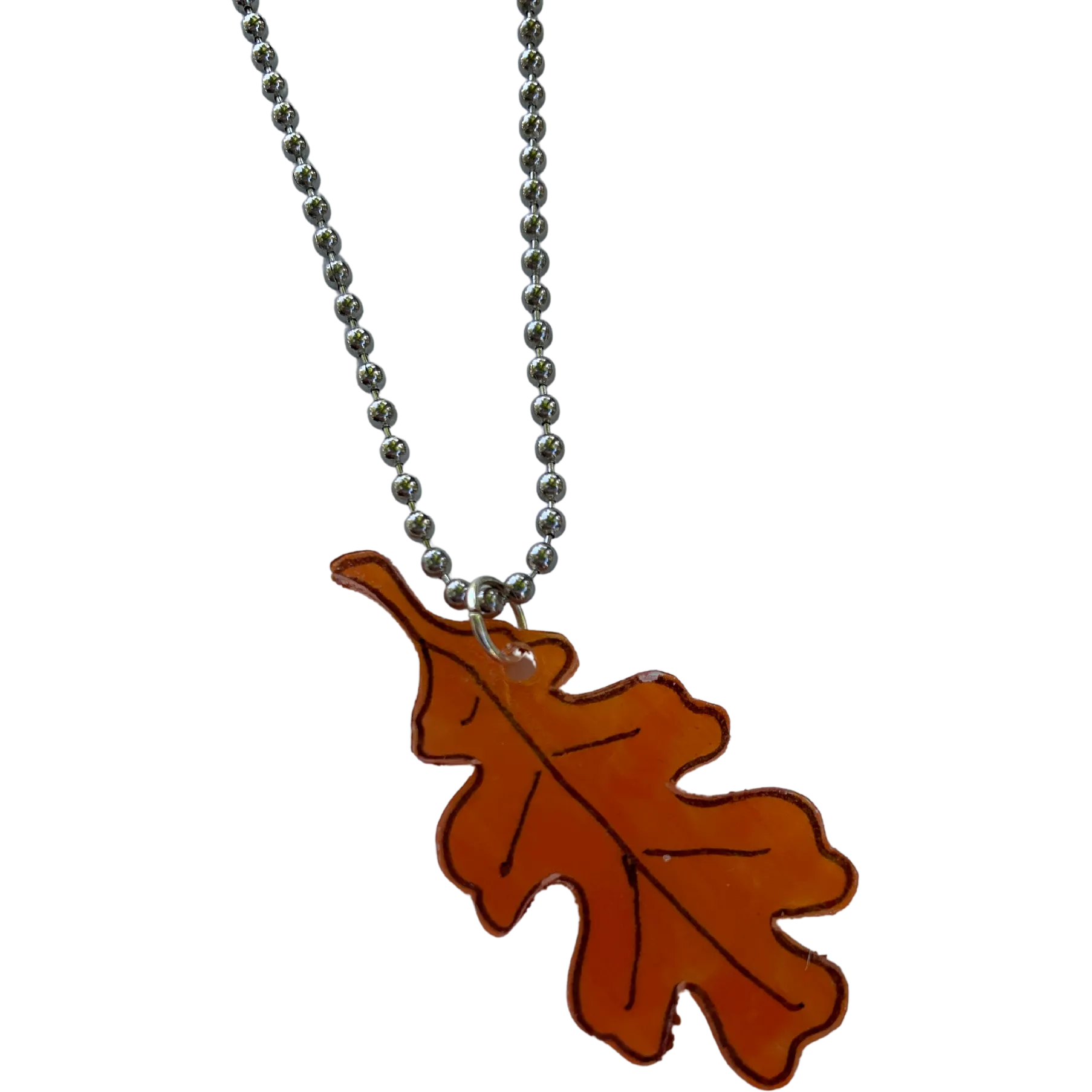 Fall Leaf Shrink Plastic Necklace