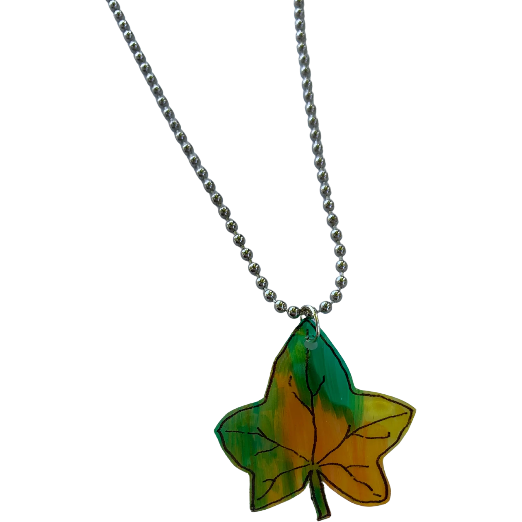 Fall Leaf Shrink Plastic Necklace