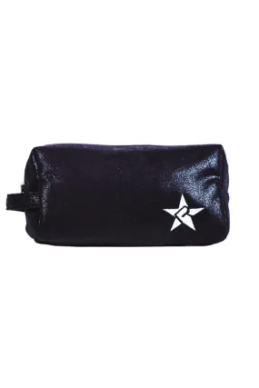 Faux Suede in Black Rebel Makeup Bag with Black Zipper Faux Suede in Black Rebel Makeup Bag with Black Zipper