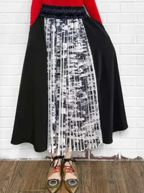 Final Sale! Mixed Media Pleated Front & Back Midi-Skirt Final Sale! Mixed Media Pleated Front & Back Midi-Skirt