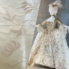 Haggle: Queen Julia Novelty Couture 100% Silk Dupioni Embroidered Floral Motif Fabric Cream Haggle: Queen Julia Novelty Couture 100% Silk Dupioni Embroidered Floral Motif Fabric Cream