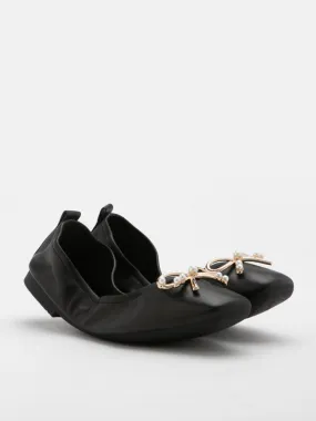 Hailey Foldable Square-Toe Bow Flats Hailey Foldable Square-Toe Bow Flats