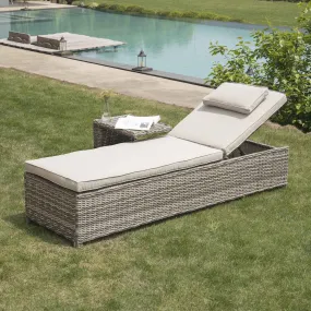 Hampshire Round Wicker Rattan Sun Lounger, Light Grey Hampshire Round Wicker Rattan Sun Lounger, Light Grey