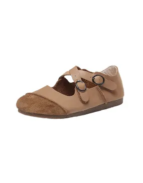 Handmade Soft Leather Cross Strap Flats Spring Handmade Soft Leather Cross Strap Flats Spring