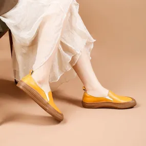 Handmade Square Toe Flats Leather Loafers For Women Handmade Square Toe Flats Leather Loafers For Women