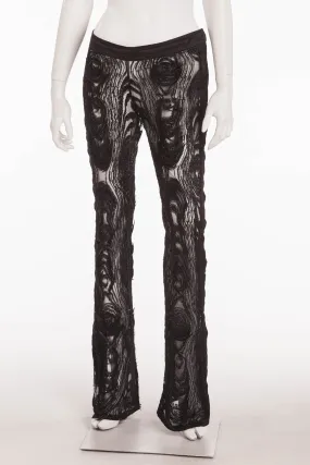 Iconic Tom Ford for Gucci - Collectible Black See Through  Peacock Feather  Embellished Flare Pants - IT 42 Iconic Tom Ford for Gucci - Collectible Black See Through  Peacock Feather  Embellished Flare Pants - IT 42