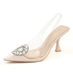 JENN ARDOR Slingback Pumps Pointed Closed Toe Transparent Heels with Rhinestones Comfortable Clear Stiletto Strappy High Heeled Sandals Wedding Dress Shoes for Women JENN ARDOR Slingback Pumps Pointed Closed Toe Transparent Heels with Rhinestones Comfortable Clear Stiletto Strappy High Heeled Sandals Wedding Dress Shoes for Women